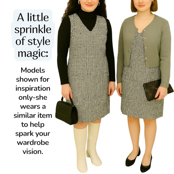 Sag Harbor Black & White Houndstooth Dress Size 4P - Picture 2 of 16